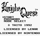 Knight Quest (USA) Title Screen